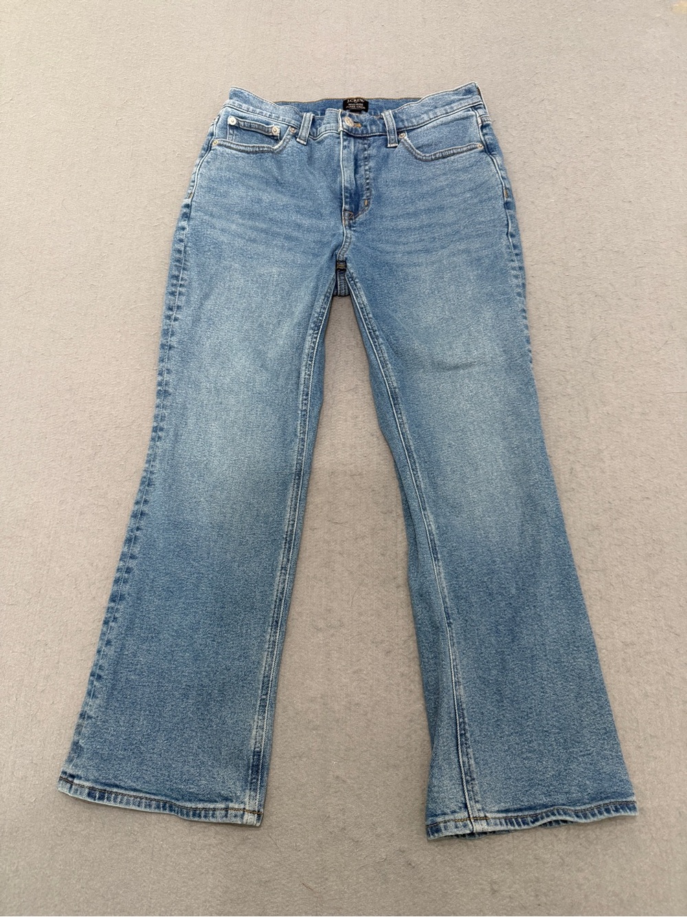 Women’s J.Crew Mid Rise Flare Crop Jeans Size 28 Blue Denim